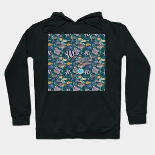 Aqua green fish tank pattern Hoodie